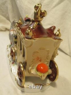 VNT Dresden Figurine Cinderella Horse Drawn Carriage with Driver & 2 Passengers