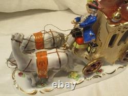 VNT Dresden Figurine Cinderella Horse Drawn Carriage with Driver & 2 Passengers