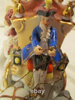 VNT Dresden Figurine Cinderella Horse Drawn Carriage with Driver & 2 Passengers