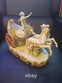 VTG 1940s Andrea By Sadek Porcelain Chariot Woman Horses Occupied Japan Figurine