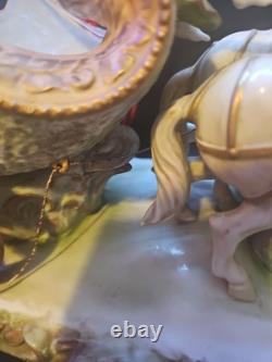 VTG 1940s Andrea By Sadek Porcelain Chariot Woman Horses Occupied Japan Figurine