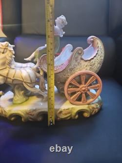 VTG 1940s Andrea By Sadek Porcelain Chariot Woman Horses Occupied Japan Figurine