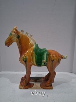 VTG 1980's Tang Dynasty Handpainted Sancai Drip Glaze Ceramic War Horse Figurine
