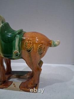 VTG 1980's Tang Dynasty Handpainted Sancai Drip Glaze Ceramic War Horse Figurine