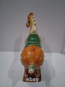 VTG 1980's Tang Dynasty Handpainted Sancai Drip Glaze Ceramic War Horse Figurine