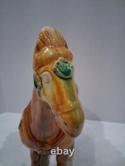 VTG 1980's Tang Dynasty Handpainted Sancai Drip Glaze Ceramic War Horse Figurine