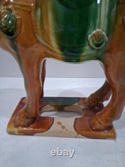 VTG 1980's Tang Dynasty Handpainted Sancai Drip Glaze Ceramic War Horse Figurine