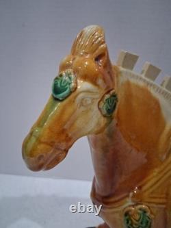 VTG 1980's Tang Dynasty Handpainted Sancai Drip Glaze Ceramic War Horse Figurine VTG 1980's Tang Dynasty Handpainted Sancai Drip Glaze Ceramic War Horse Figurine