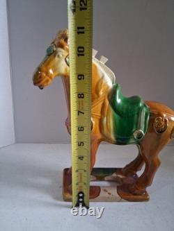 VTG 1980's Tang Dynasty Handpainted Sancai Drip Glaze Ceramic War Horse Figurine