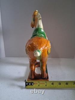 VTG 1980's Tang Dynasty Handpainted Sancai Drip Glaze Ceramic War Horse Figurine