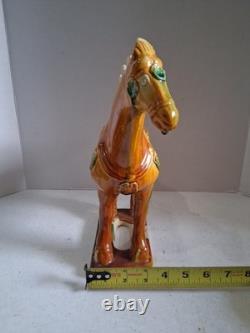VTG 1980's Tang Dynasty Handpainted Sancai Drip Glaze Ceramic War Horse Figurine