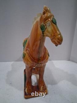 VTG 1980's Tang Dynasty Handpainted Sancai Drip Glaze Ceramic War Horse Figurine