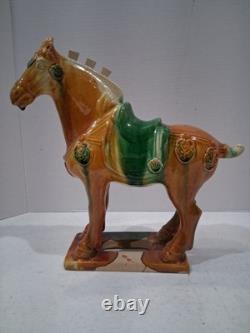 VTG 1980's Tang Dynasty Handpainted Sancai Drip Glaze Ceramic War Horse Figurine