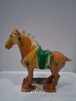VTG 1980's Tang Dynasty Handpainted Sancai Drip Glaze Ceramic War Horse Figurine