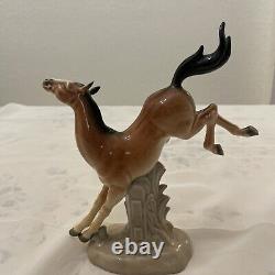 VTG CAMA Hand Painted Porcelain Amazing Detail of Kicking jumping horse figurine