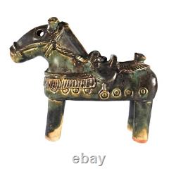VTG Chinese Glazed Ceramic Horse Figurine Majolica Drip Glaze 10.5