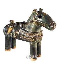 VTG Chinese Glazed Ceramic Horse Figurine Majolica Drip Glaze 10.5