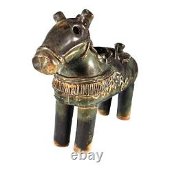 VTG Chinese Glazed Ceramic Horse Figurine Majolica Drip Glaze 10.5