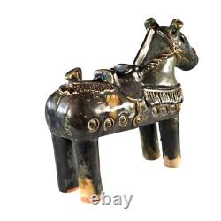 VTG Chinese Glazed Ceramic Horse Figurine Majolica Drip Glaze 10.5