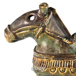 VTG Chinese Glazed Ceramic Horse Figurine Majolica Drip Glaze 10.5