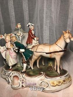 VTG Grafenthal Germany c1880's Colonial Horse Carriage Courting Couple Figurine