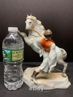 VTG Herend Hungary Man Training Horse Figurine Large Porcelain 10 IN Tall