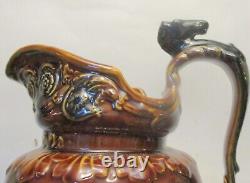 VTG MAJOLICA PITCHER Arthur WOOD ENGLAND HORSE Relief Pottery