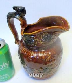 VTG MAJOLICA PITCHER Arthur WOOD ENGLAND HORSE Relief Pottery