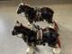 Vtg Staffordshire Repro 7 Porcelain Clydesdale Horse Team With Harness & Yolk