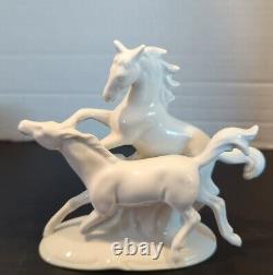 VTG Wagner and Apel Horse Running Figurine White Porcelain Wild Horses #11594