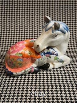 VTG Whimsy Chinese Floral Horse Figurine Porcelain Sculpture Decor 11 Eclectic