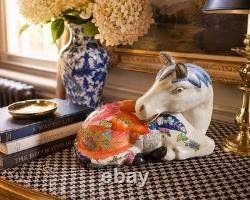 VTG Whimsy Chinese Floral Horse Figurine Porcelain Sculpture Decor 11 Eclectic