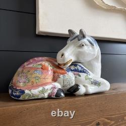 VTG Whimsy Chinese Floral Horse Figurine Porcelain Sculpture Decor 11 Eclectic