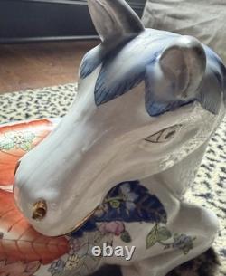 VTG Whimsy Chinese Floral Horse Figurine Porcelain Sculpture Decor 11 Eclectic