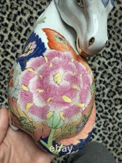 VTG Whimsy Chinese Floral Horse Figurine Porcelain Sculpture Decor 11 Eclectic