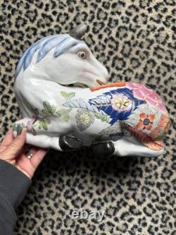 VTG Whimsy Chinese Floral Horse Figurine Porcelain Sculpture Decor 11 Eclectic