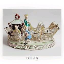 Very Rare German Porcelain Coach Princess Horses & Carriage Figurine HTF