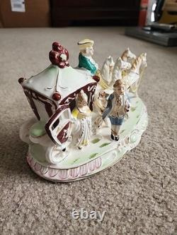 Very Rare German Porcelain Coach Princess Horses & Carriage Figurine HTF