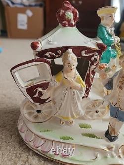 Very Rare German Porcelain Coach Princess Horses & Carriage Figurine HTF