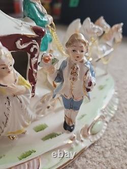 Very Rare German Porcelain Coach Princess Horses & Carriage Figurine HTF