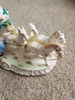 Very Rare German Porcelain Coach Princess Horses & Carriage Figurine HTF