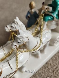 Very Rare German Porcelain Coach Princess Horses & Carriage Figurine HTF