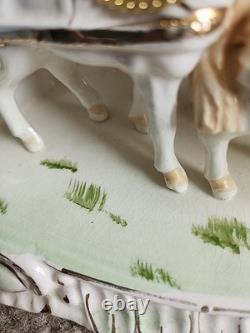 Very Rare German Porcelain Coach Princess Horses & Carriage Figurine HTF