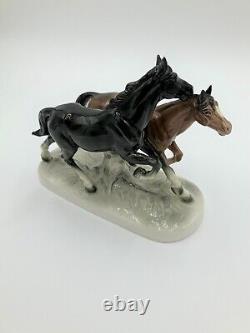Very Rare Hertwig Katzhütte Porcelain Horses Figurine-1914-1945 Production(READ)