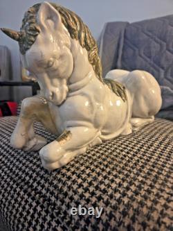Very Rare Vintage Nora Fenton Italian Majolica Unicorn Horse With Lions' Tail