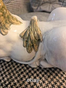 Very Rare Vintage Nora Fenton Italian Majolica Unicorn Horse With Lions' Tail
