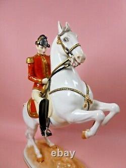 Vienna Wien Augarten Porcelain Spanish Riding School Horse & Rider Courbette