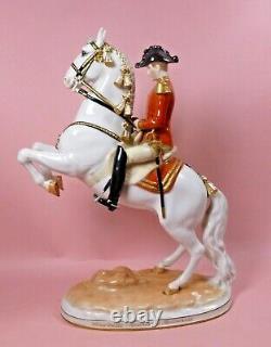 Vienna Wien Augarten Porcelain Spanish Riding School Horse & Rider Courbette