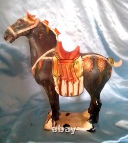 Vintage 14 Chinese Tang Dynasty-style Sancai Glazed Pottery Horse Figurine
