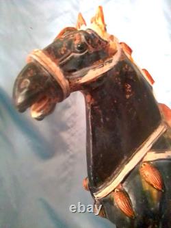 Vintage 14 Chinese Tang Dynasty-style Sancai Glazed Pottery Horse Figurine